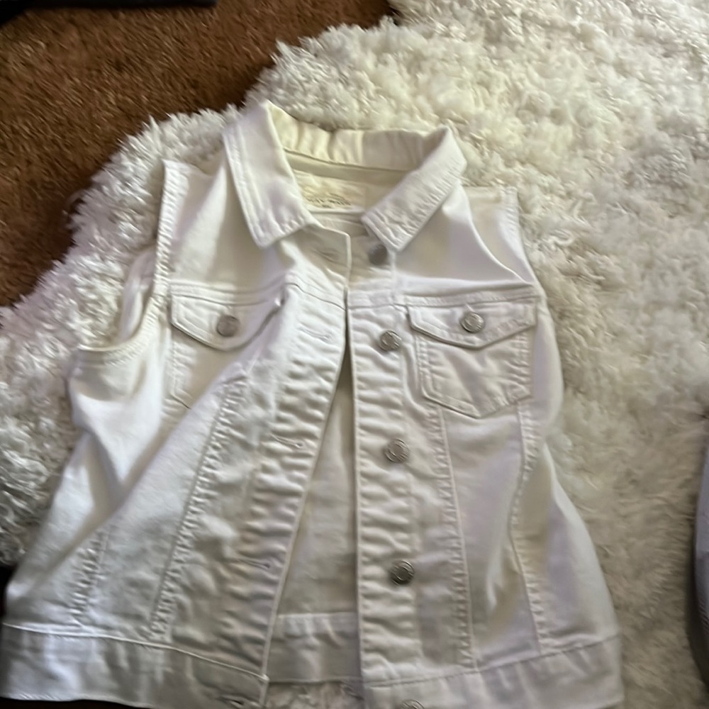Womens White Basic Denim Wax Jeans Vest